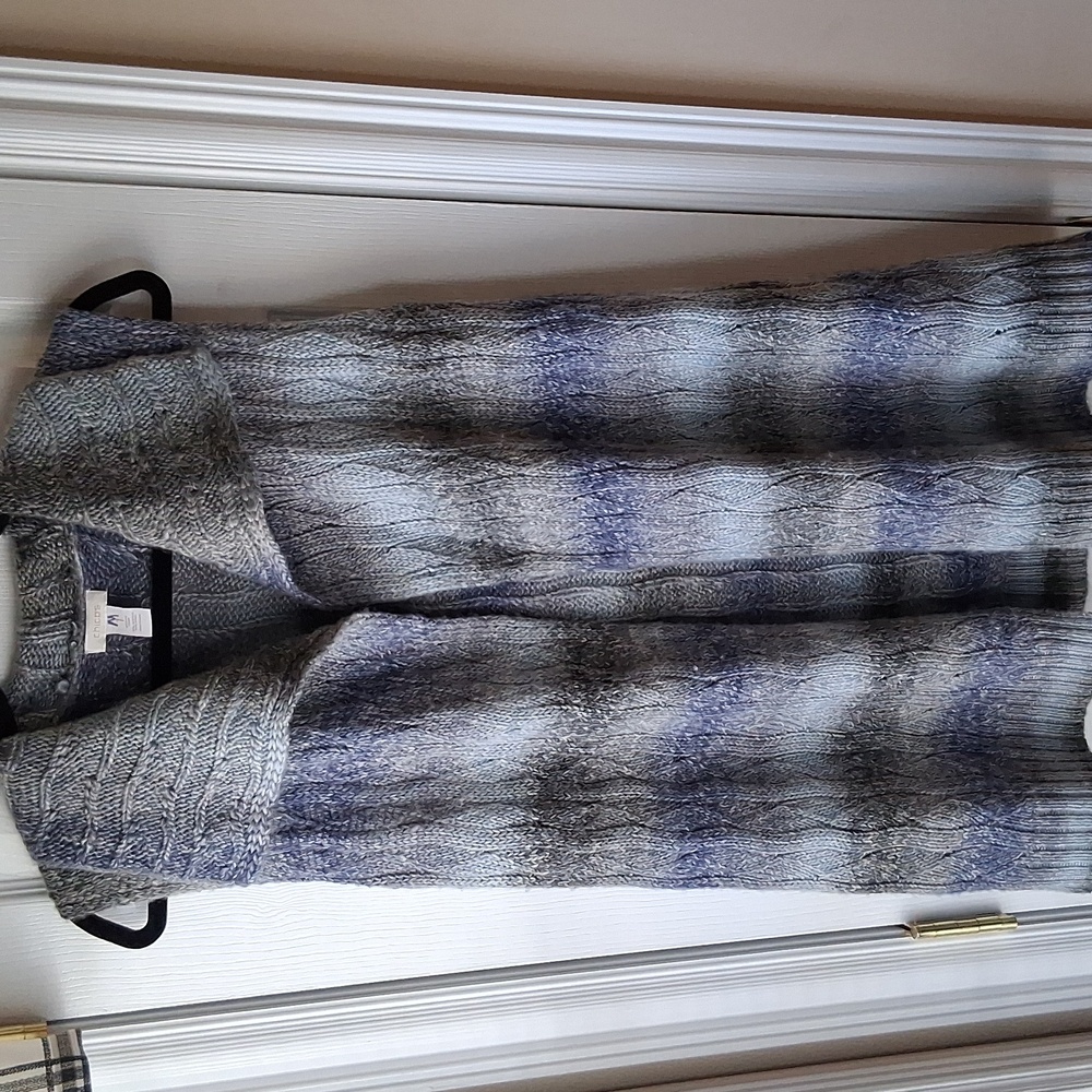 Chico's Wool Blend Blue and Gray Knit Sleeveless Sweater Vest